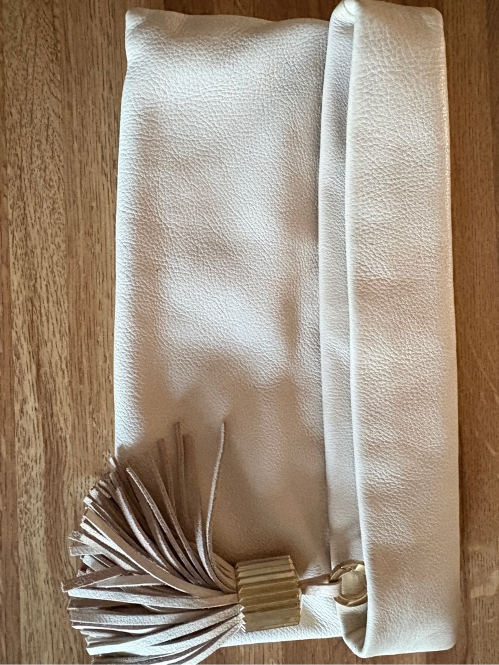 India Hicks Cream Fold-Over Clutch with Gold Tassel - Picture 2 of 6